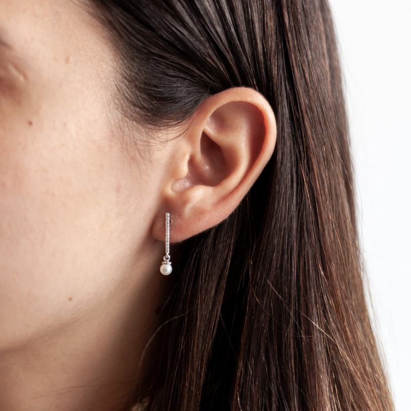 Aretes Barra Perla Mini