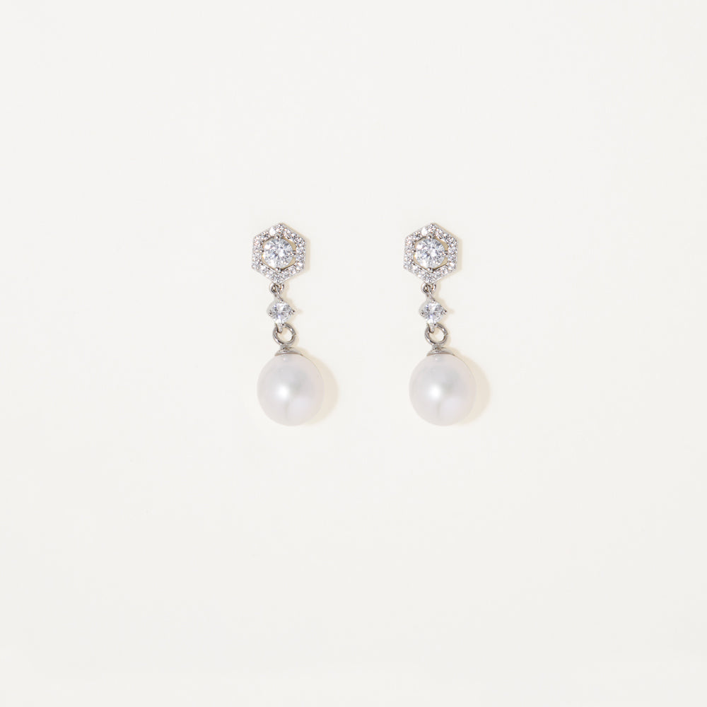 Aretes Perla y Rombo