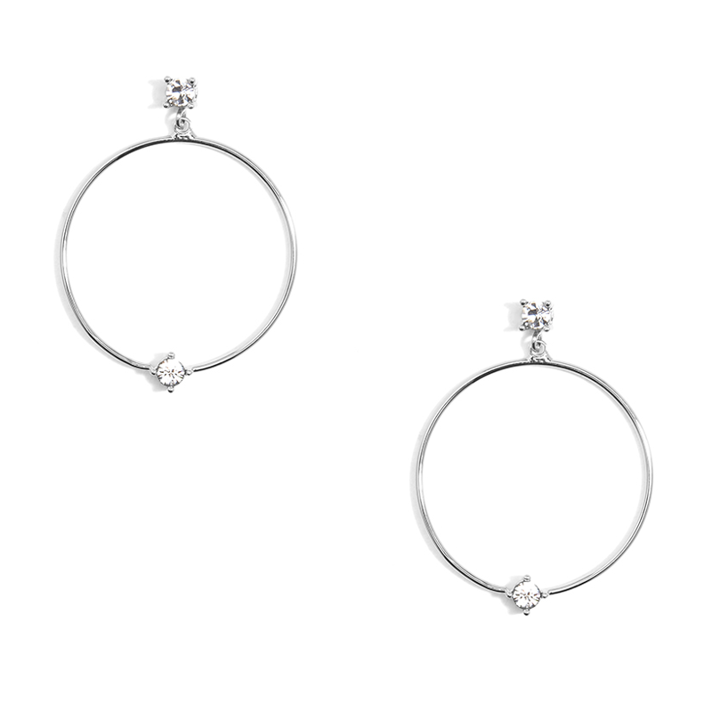 Aretes Circulo Cristales Plata